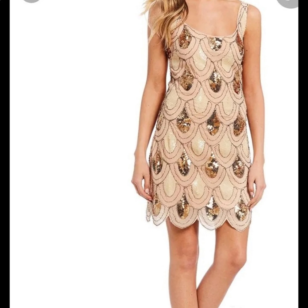 Gold with white sequence dress